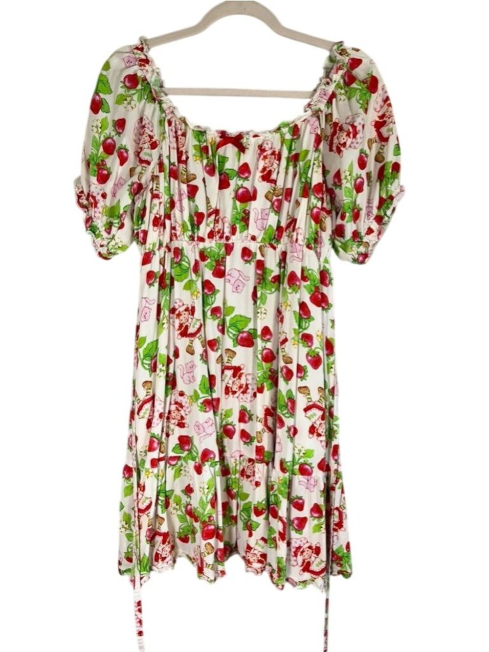 Strawberry Shortcake Babydoll Milkmaid Dress Green L Mod Retro Playful Feminine
